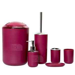 طقم إكسسوارات حمام بلاستيك مكون من 6 قطع