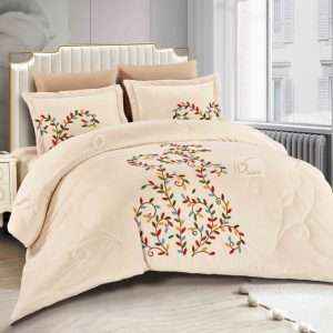 Velvet And Fur Winter Embroidered Double 6 PCS, Ivory