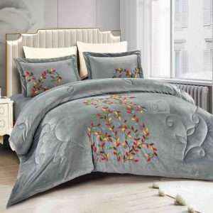 Velvet And Fur Winter Embroidered Double 6 PCS, Gray