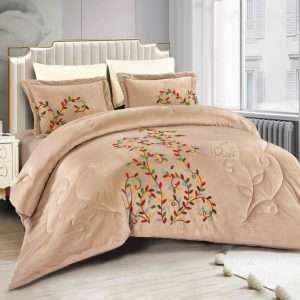 Velvet And Fur Winter Embroidered Double 6 PCS, Beige