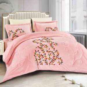 Velvet And Fur Winter Embroidered Double 6 PCS, Pink