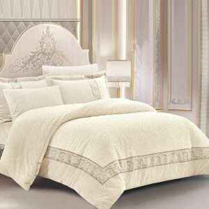 Super Soft Fuzzy Fur Elegant Rectangular Embossed Comforter Set, Creamy White