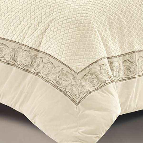 Luxurious Super Soft Fuzzy Mink Fur Elegant Rectangular Embossed Comforter Double 6-Pieces Set, Creamy White - Image 2