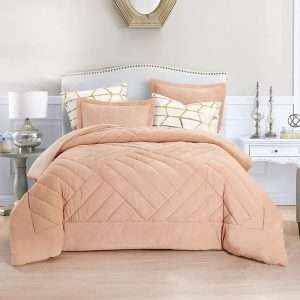 Fleece-Reversible-Plush-Double-Blanket-Dark, Peach Skin Color