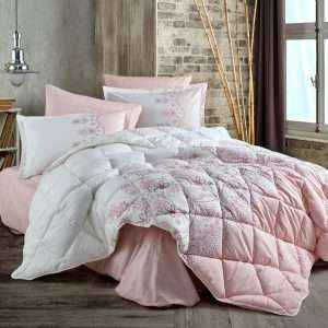 Dried Rose 100% Cotton Turkish Comforter Twin Size 4 PCS Set