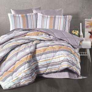 طقم لحاف صيفي مخطط قطن تُركي مجوز 6 قطع