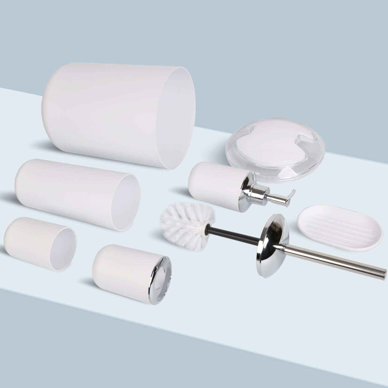 طقم إكسسوارات حمام بلاستيك مكون من 6 قطع طقم إكسسوارات حمام بلاستيك مكون من 6 قطع