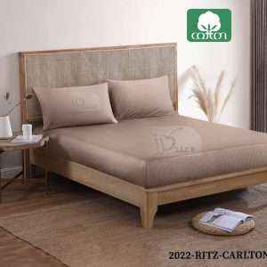 شرشف ®Ritz Carlton قُطن %100مطّاطي مفرد ونص(Twin Size) (قطعتين)