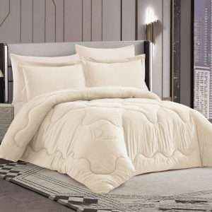 طقم لحاف فندقي مقلم، مفرد/ مفرد ونص 4- قطع