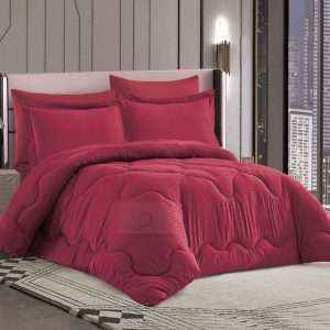 طقم لحاف فندقي مقلم، مفرد/ مفرد ونص 4- قطع