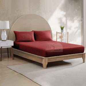 Striped Fitted Sheet Set, Burgundy