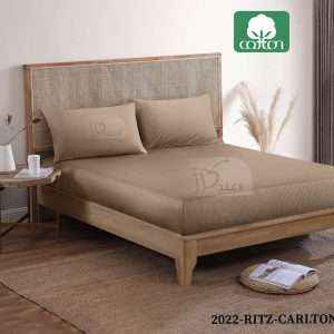 شرشف ®Ritz Carlton قُطن %100مطّاطي مفرد ونص(Twin Size) (قطعتين)