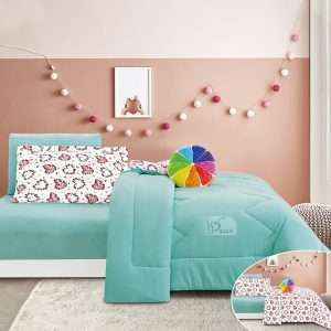 طقم لحاف مفرد شتوي مخمل بوجهين، أخضر