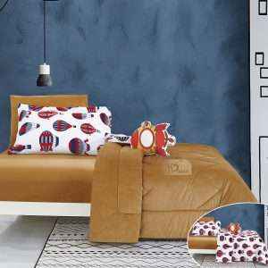 طقم لحاف مفرد شتوي مخمل بوجهين، عسلي