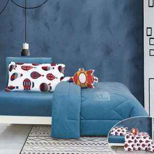 طقم لحاف مفرد شتوي مخمل بوجهين، أزرق