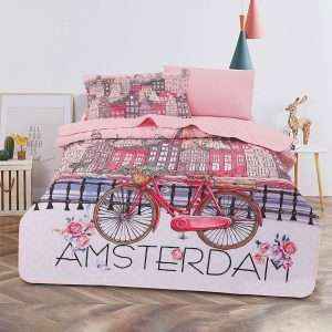 طقم لحاف مضغوط مفرد/ مفرد ونص 4 قطع، بناتي