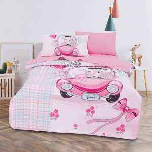 طقم لحاف مضغوط مفرد/ مفرد ونص 4 قطع، بناتي