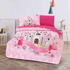 طقم لحاف مضغوط مفرد/ مفرد ونص 4 قطع، بناتي