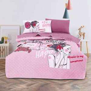 طقم لحاف مضغوط مفرد/ مفرد ونص 4 قطع، بناتي