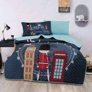 طقم لحاف مضغوط مفرد/ مفرد ونص 4 قطع، ولادي