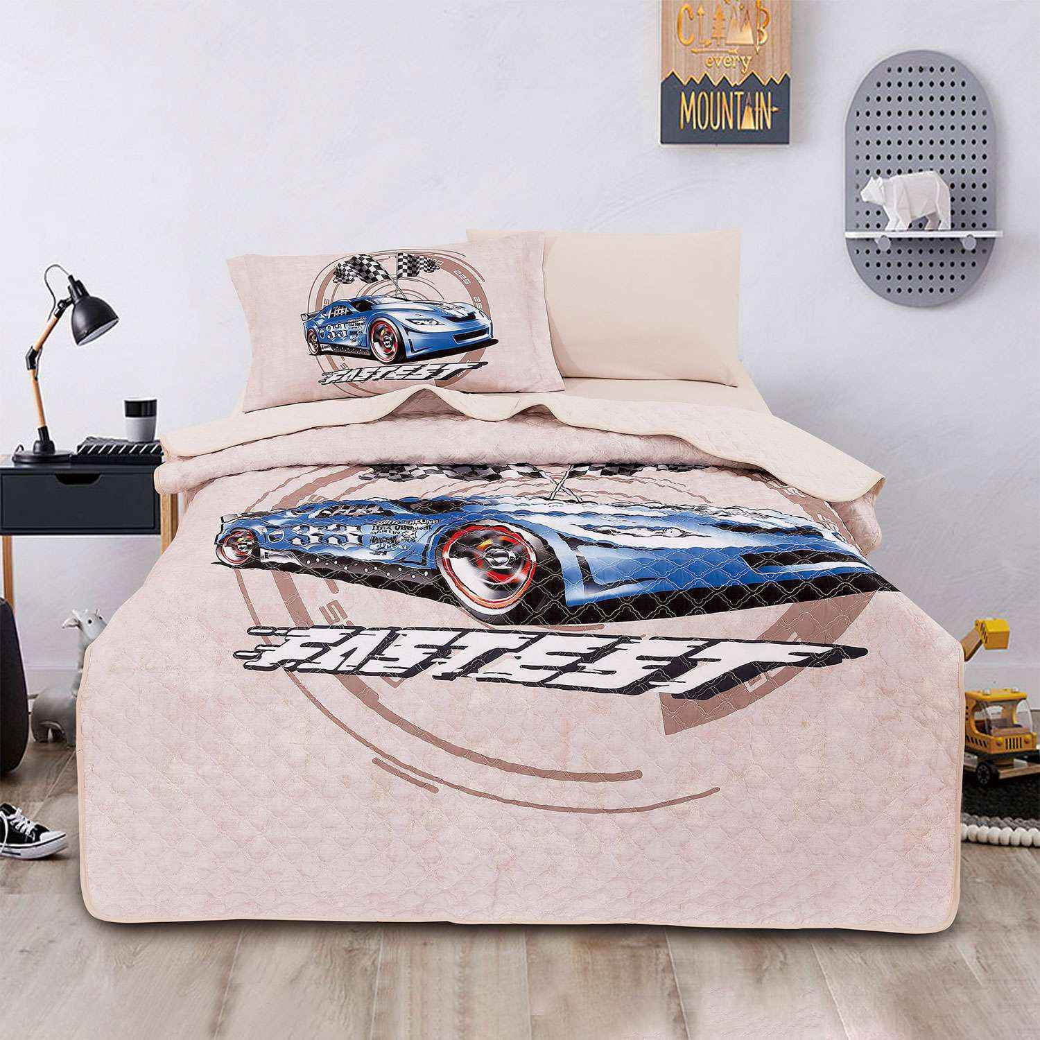 طقم لحاف مضغوط مفرد/ مفرد ونص 4 قطع، ولادي