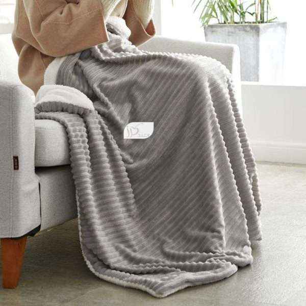 Fleece-Reversible-Plush-Double-Blanket, Gray