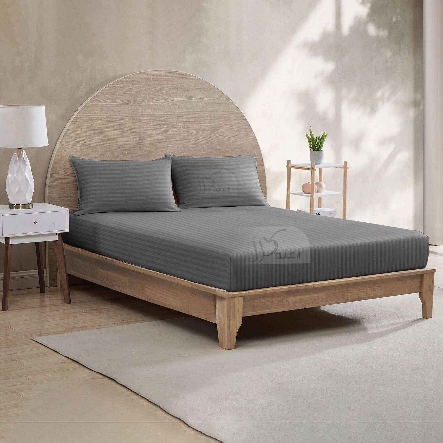 طقم شرشف سرير مطاط مخطط مفرد 100x200سم، قطعتين