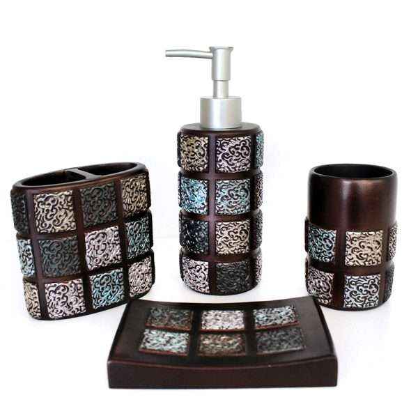 Textured Bathroom Accessories 4 Pieces Set