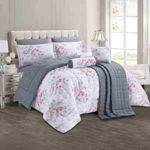 Floral Print Comforter King Size 9 Pieces Set