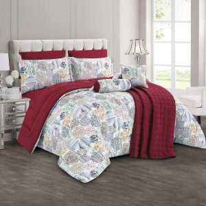 patterned Comforter King Size 9 Pieces Set