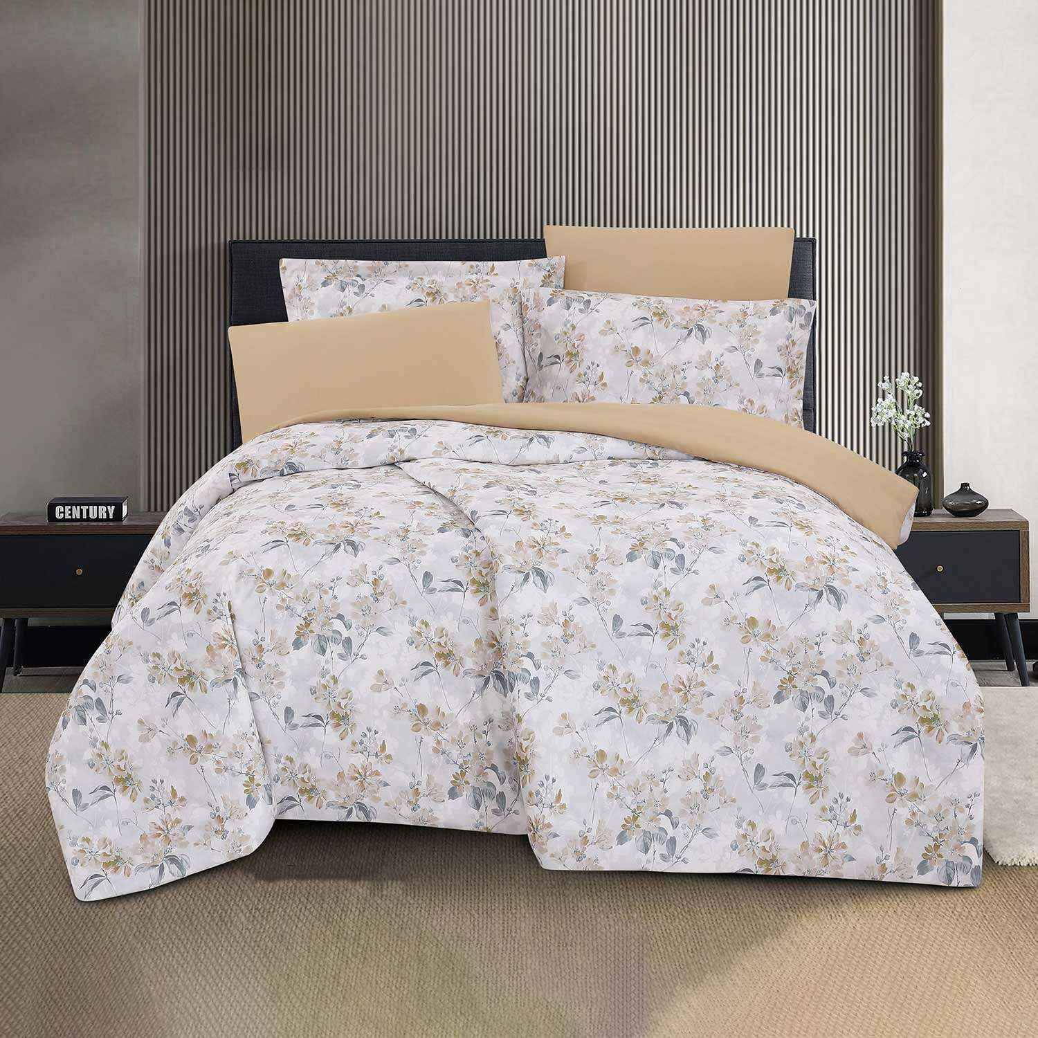 طقم لحاف مورد مفرد/مفرد ونص 4 قطع