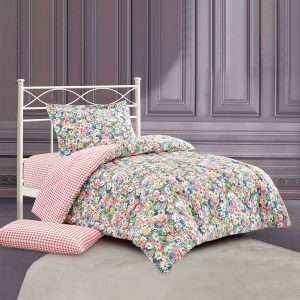 طقم لحاف قطن بوجهين مفرد/ مفرد ونص 4 قطع