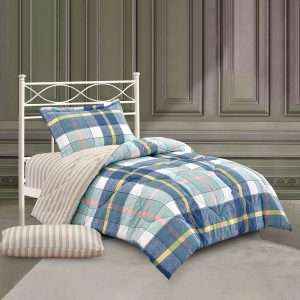 طقم لحاف قطن بوجهين مفرد/ مفرد ونص 4 قطع