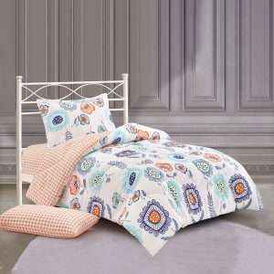 طقم لحاف قطن بوجهين مفرد/ مفرد ونص 4 قطع