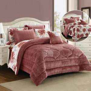 Fur Reversible Winter King Size Comforter 7 PCS Set, Somo