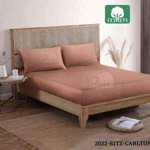 شرشف ®Ritz Carlton قُطن %100مطّاطي مفرد ونص(Twin Size) (قطعتين)