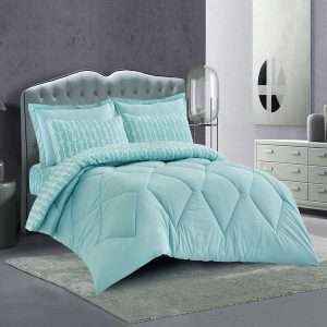 Contemporary 100% Cotton 4 Piece All Season Reversible Comforter Set
