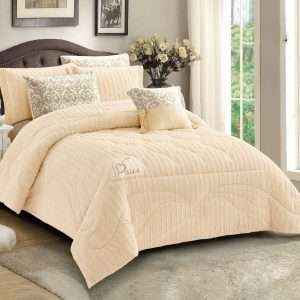 Fur Winter King Size Comforter 7 PCS Set, Creamy