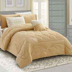 Fur Winter King Size Comforter 7 PCS Set, Beige