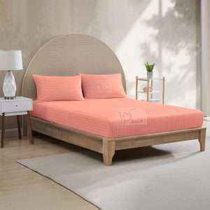 طقم شرشف سرير مطاط مخطط مفرد 100x200سم، قطعتين