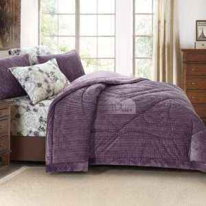 Fur Winter King Size Comforter 7 PCS Set, Lilac
