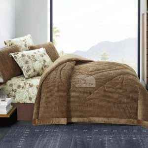 Fur Winter King Size Comforter 7 PCS Set, Brown