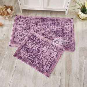 Rectangle 100% Cotton Retro 2 piece Bath Rug Set, Lilac