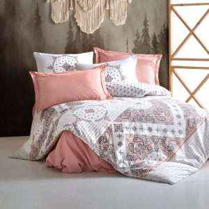 Patterned 100% Cotton Turkish Comforter Twin Size 4 PCS Set