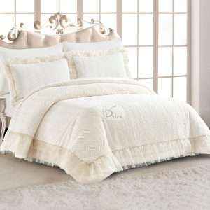 Fur Winter Embroidered King Size 6 PCS, White