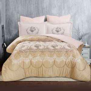 Velvet Winter Comforter Single 4-Piece Set light peach color