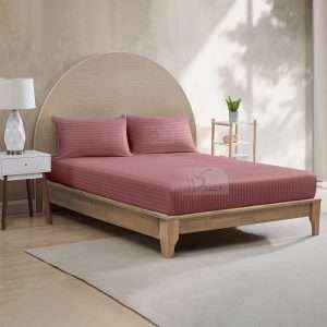 طقم شرشف سرير مطاط مخطط مفرد 100x200سم، قطعتين