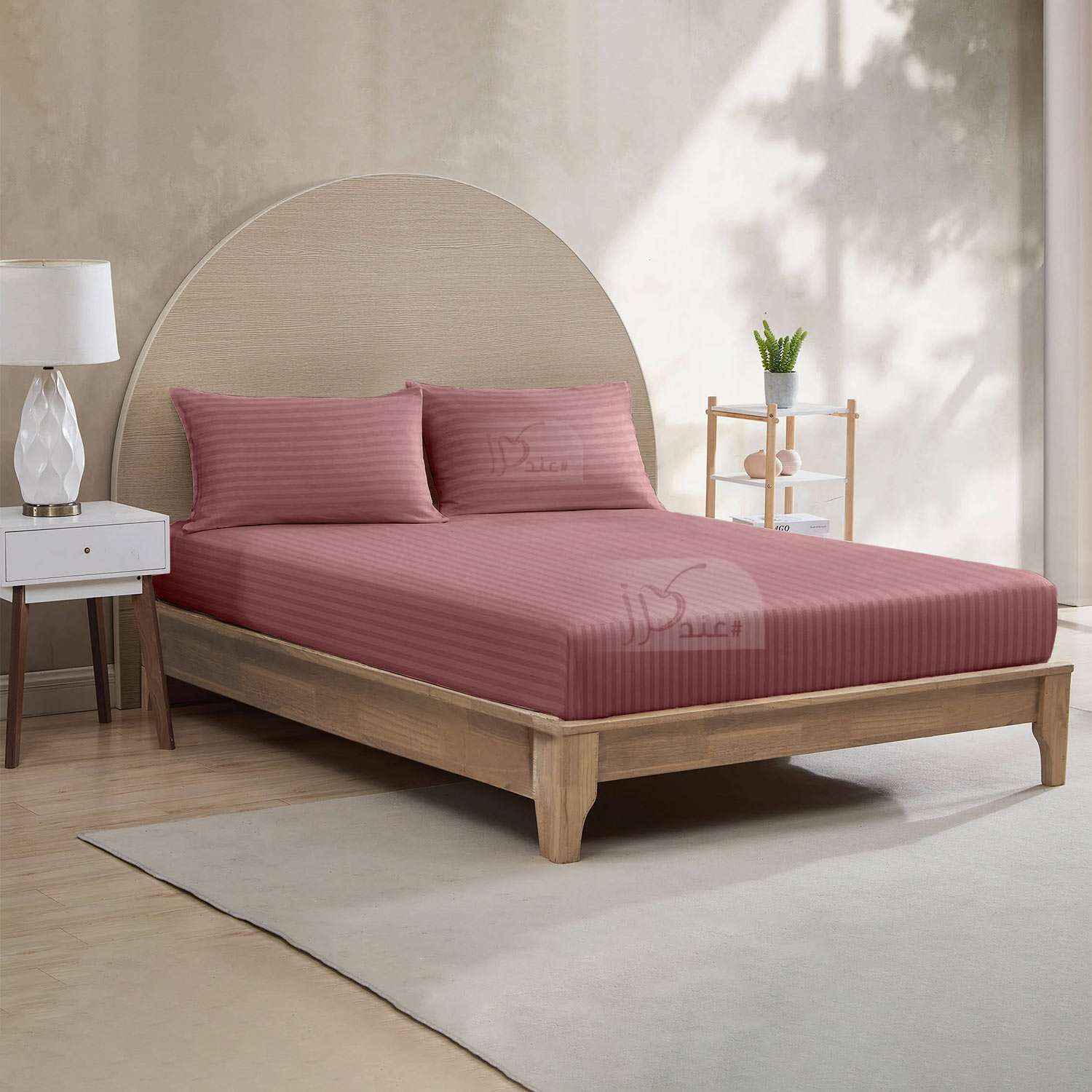 طقم شرشف سرير مطاط مخطط مفرد 100x200سم، قطعتين