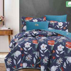 طقم لحاف قطن مورّد صيفي خفيف مضغوط مبطن مجوز 6 قطع