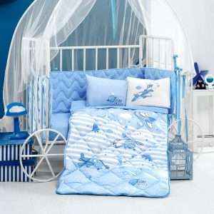 طقم لحاف بيبي تركي قطن %100 6قطع